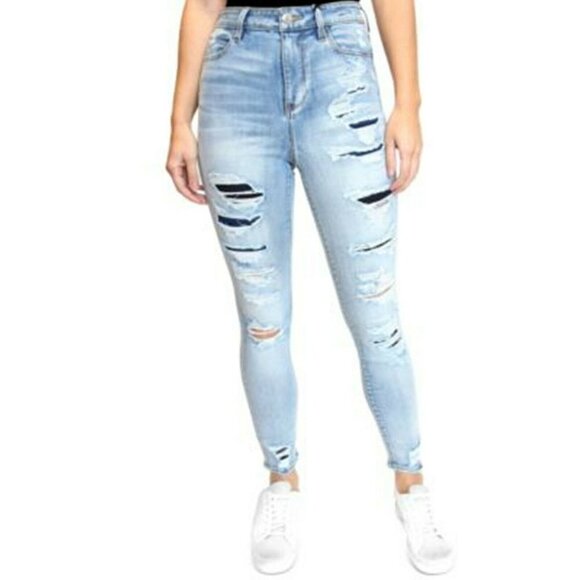 WOMEN'S Almost Famous Hi-Rise Distressed Super Skinny. Size 5. New With Defect - Picture 1 of 9